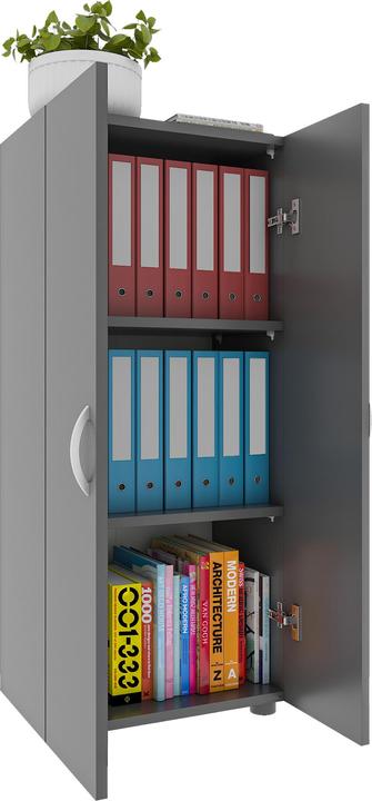 Actual product image VCM Office Cabinet Books Filing Cabinet Office Furniture Cabinet Ulas 3-Fold Hinged Doors (49 x 34 x 108 cm)