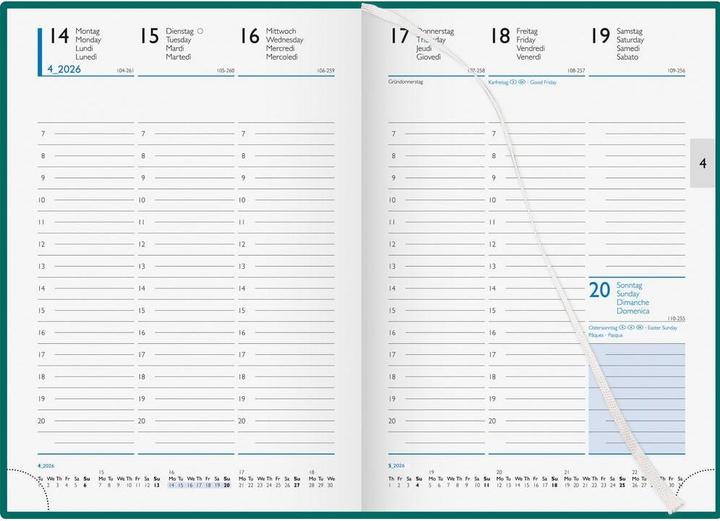 Image du produit Biella Agenda d'affaires (14,5 x 20,5 cm, Allemand, Anglais, Français, Italien)