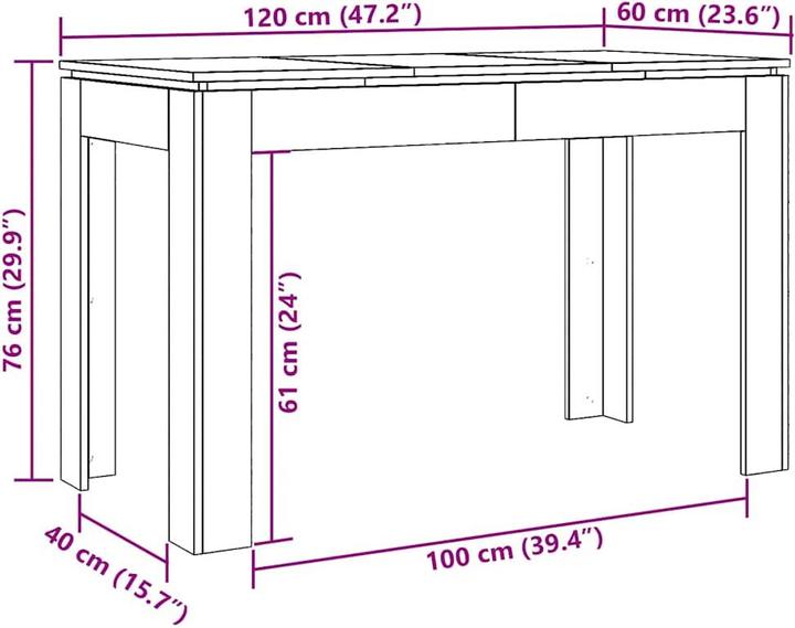Produktbild VidaXL Esstisch (120 x 60 x 76 cm)