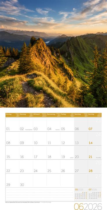 Produktbild Alpen Kalender 2026 - 30x30 (30 x 30 cm, Harter Einband, Französisch, Englisch)