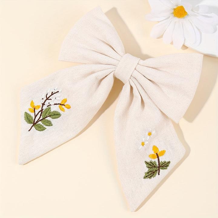 Actual product image Activity Board 1pc niedliche Blume Stickerei Schleife Haarspange, gemischte Farbe, Polyester, Mode (1 pcs.)