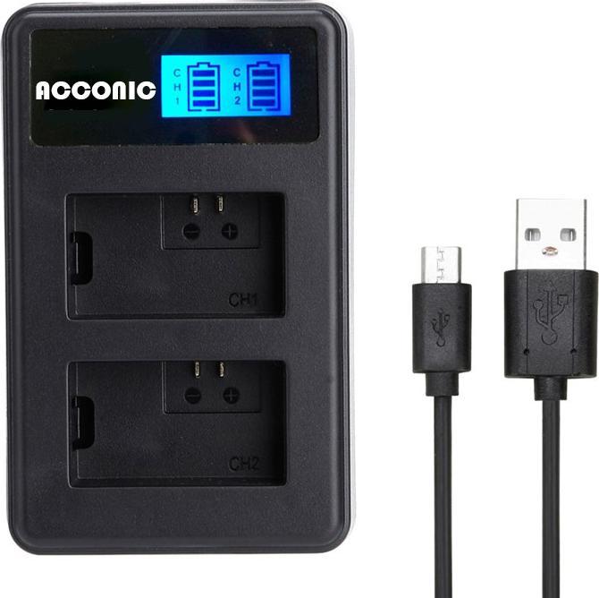 Actual product image Acconic Dual quick charger for Canon LP-E10 LPE10 incl. USB-C cable