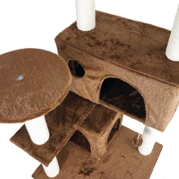 Actual product image Wiltec Cat Tree Brown 130cm Scratching Post Climbing Tree Cats Play (130 cm, Brown)