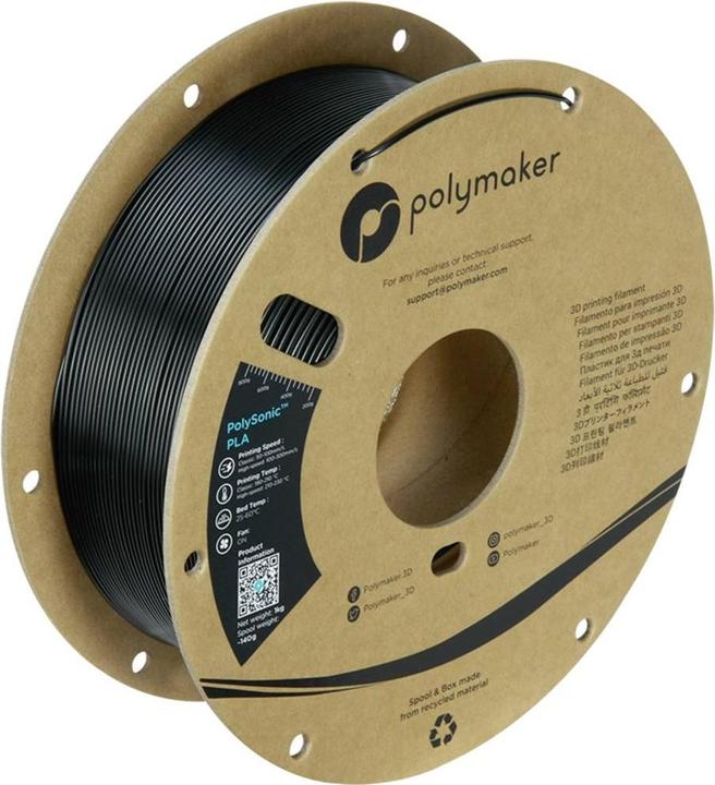 Actual product image Polymaker PolySonic High Speed PLA (PLA, 1.75 mm, 1000 g, Black)