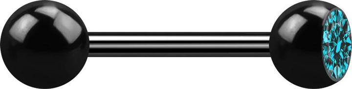 Star Piercing Barbell schwarz mit Kugel und Kugel Kristall aqua (Chirurgenstahl 316L, ohne Messing)