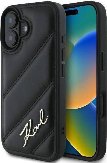 Actual product image Karl Lagerfeld KLHCP16SPQDSMGK iPhone 16 6.1" czarny/black hardcase Quilted Signature (Apple iPhone 16)