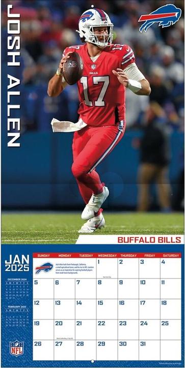 Image du produit NFL - Buffalo Bills - Josh Allen - Calendrier mural des joueurs 30.5 x 30.5 cm 2025 (30,5 x 30,5 cm, Français, Italien, Espagnol, Allemand, Anglais)