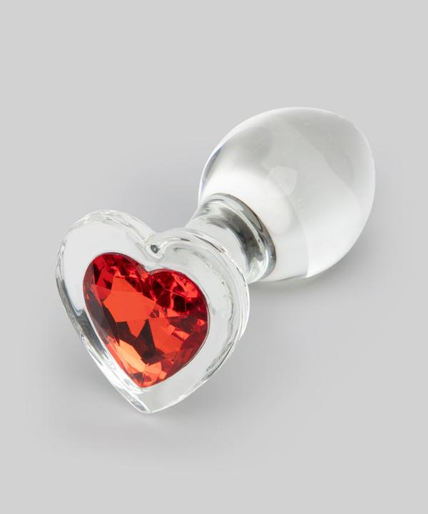 Lovehoney Sensual glass butt plug with heart crystal