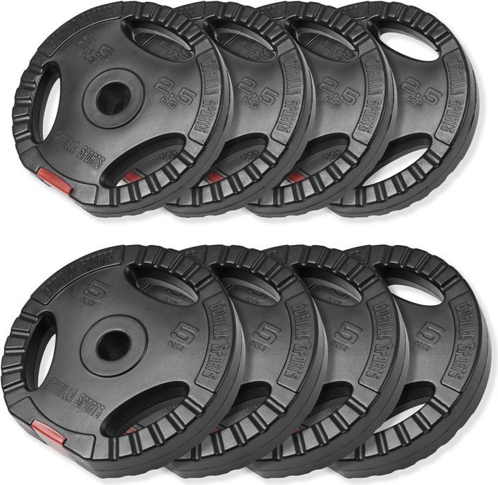 Gorilla Sports Set di piastre per pesi (4 x 2,5 kg, 4 x 5 kg)