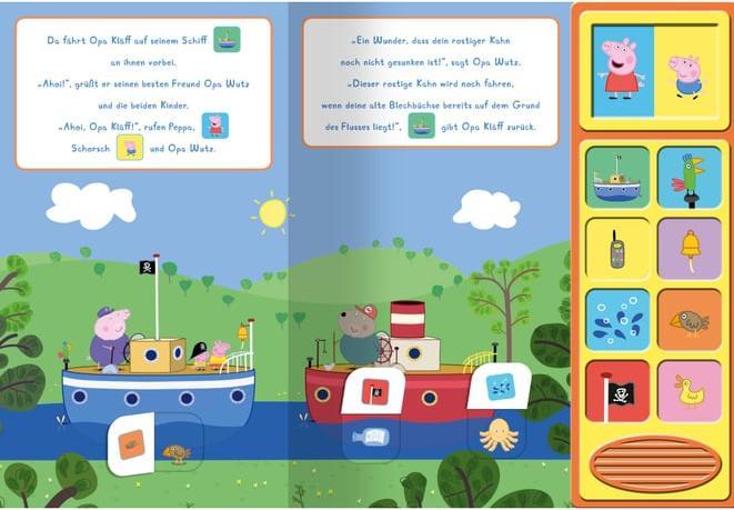 Produktbild Peppa Pig - Die Bootsfahrt - Klappen-Geräusche-Buch mit 10 Sounds - Pappbilderbuch für Kinder ab 3 (Deutsch, Phoenix International Publications Germany GmbH, 2021)