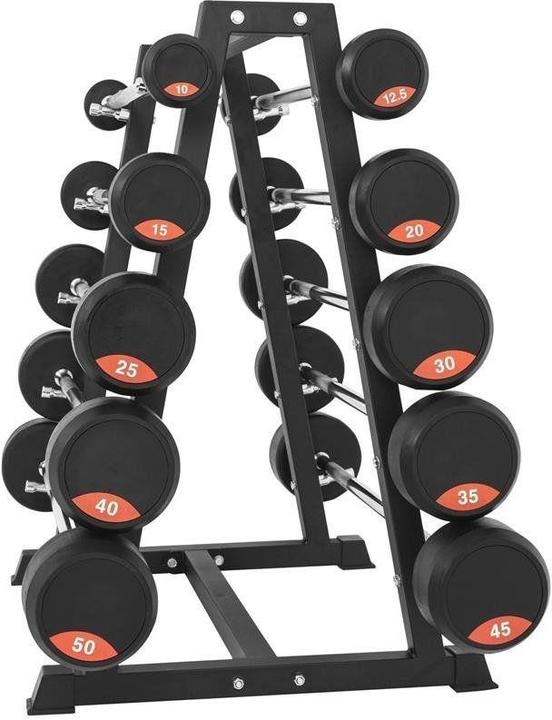 Produktbild Gorilla Sports Profi Kompakt Langhantelset mit Ablage (1 x 40 kg, 1 x 10 kg, 1 x 20 kg, 1 x 50 kg, 1 x 45 kg, 1 x 35 kg, 1 x 15 kg, 1 x 25 kg, 1 x 30 kg, 1 x 12.5 kg)