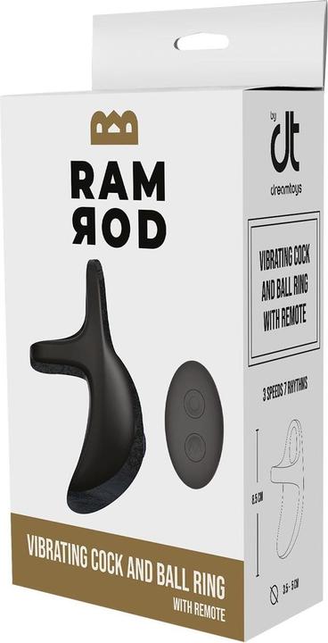 Productafbeelding Dreamtoys Dream Toys Ramrod Vibrerende Lul en Bal Ring Met Afstandsbediening Zwart Eén Maat (5 cm)
