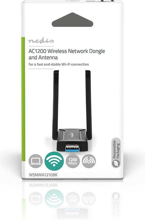 Image du produit Nedis Dongle réseau | Wi-Fi | AC1200 | 2.4/5 GHz (Dual Band) | USB3.0 | Vitesse Wi-Fi totale : 1200 Mb (USB)