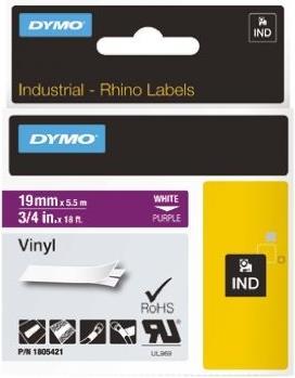 Produktbild Dymo Rhino 19mm weiß auf purpur Vinyl