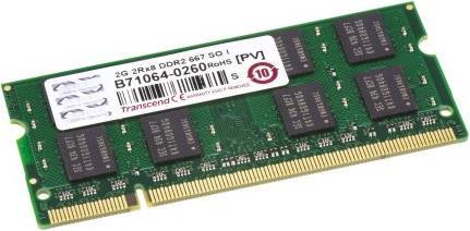 Produktbild Transcend SDRAM 2GB DDR2 667MHz 200pin SO DIMM I (1 x 2GB, 667 MHz, DDR2-RAM, SO-DIMM)
