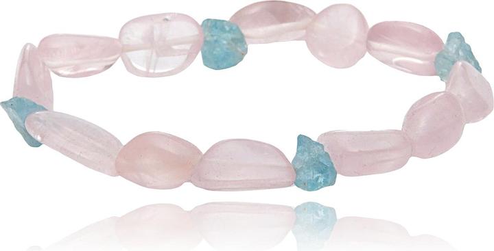 Leyda Rosenquarz & Aquamarin Armband (Farbstein)
