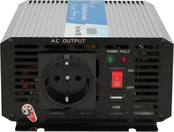 Image du produit Extralink VOLTAGE CONVERTER -,, PURE SINUS OPIP-600W power adapter/inverter Auto Aluminium, Black