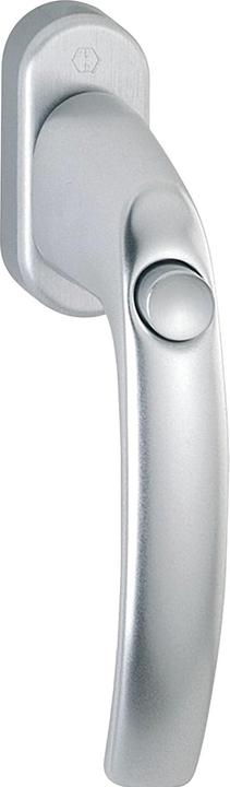 Hoppe ATLANTA window handle with push-button, silver anodised aluminium