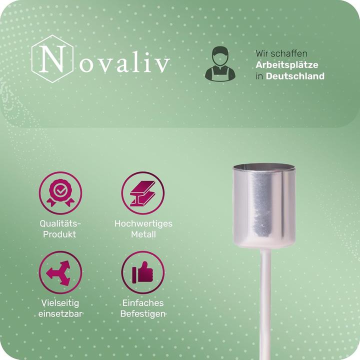 Produktbild Novaliv 12x Stabkerzenhalter silber I Kerzenpick 10 x 2,5 cm Kerzenpin Adventskranzdekoration I