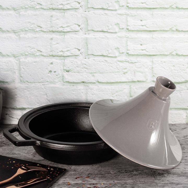 Productafbeelding BerlingerHaus "Tajin" 2L geëmailleerde gietijzeren braadpan 22 × 7,5cm (h-25cm met keramisch deksel) (22 cm, Tajinepot, Gietijzer)