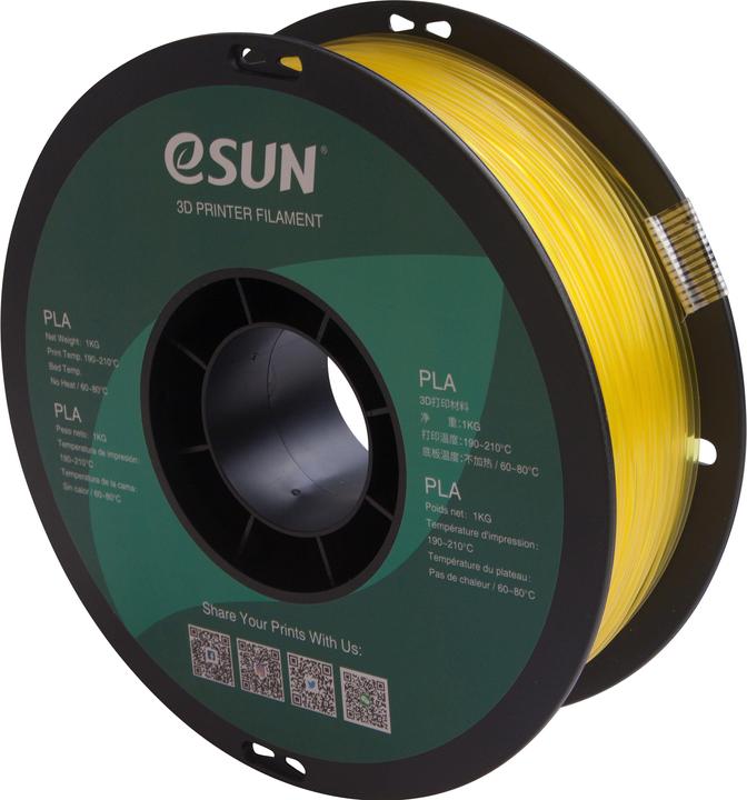 Actual product image eSUN PLA Yellow Transparent Filament 1.75mm 1Kg (PLA, 1.75 mm, 1000 g, Yellow)