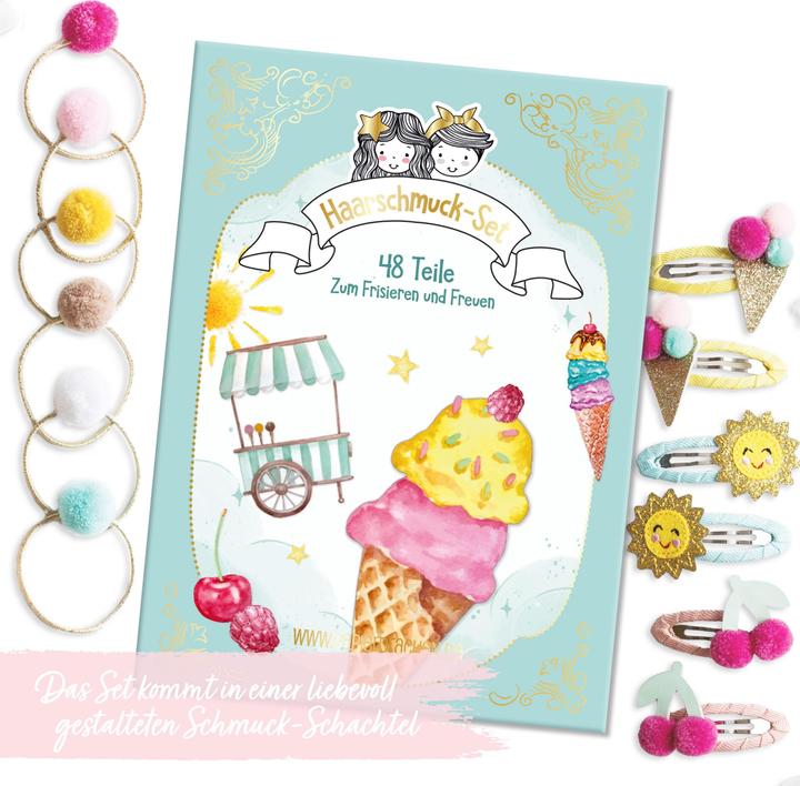 Immagine prodotto Papierdrachen 48 Fermagli e lacci per capelli - gelato (Elastico per capelli)