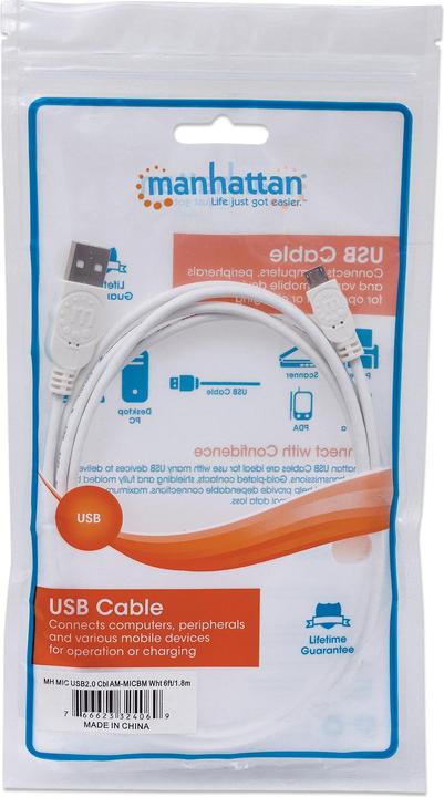 Image du produit Manhattan Câble de connexion USB 2.0 (1.80 m, USB 2.0, 2.50 W)