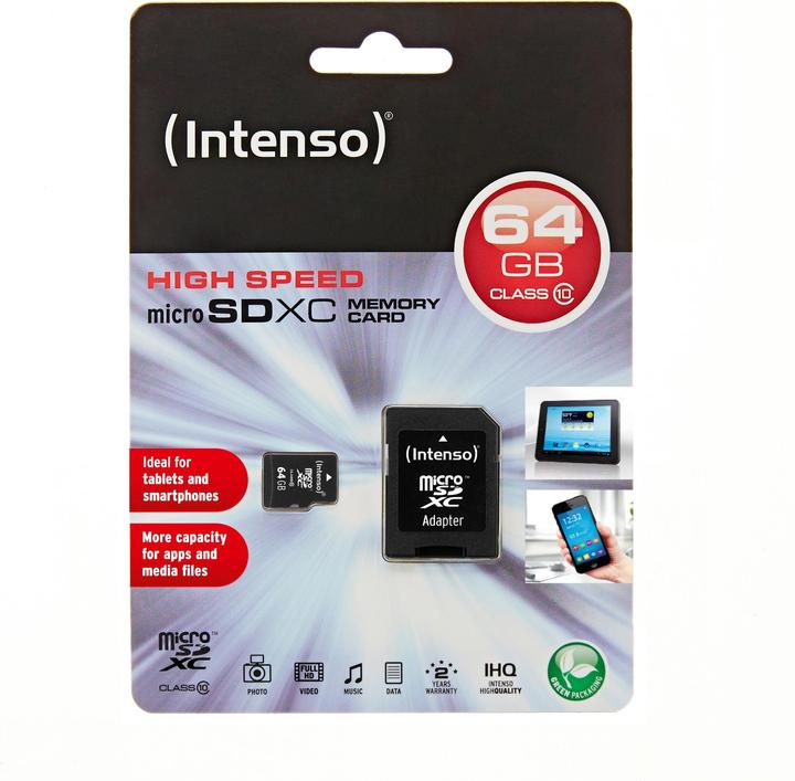 Image du produit Intenso microSD Class 10 (64 Go, microSDXC, U1)