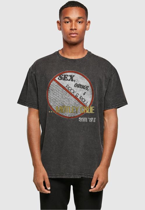 Actual product image Merchcode Motley Crue - No Fun Tour Acid Washed Heavy Oversized Tee - 138493 (M)