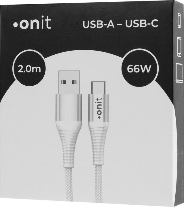 Produktbild Onit USB 2.0-Kabel USB A - USB C 2 m, Weiss (2 m, USB 2.0)