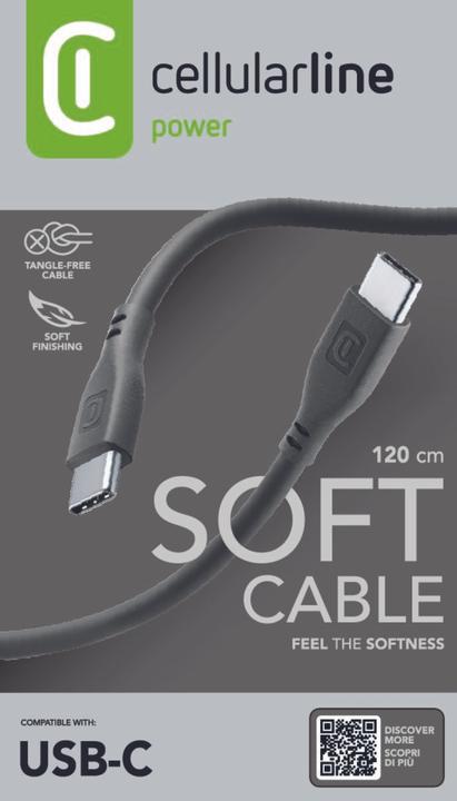 Immagine prodotto Cellularline Soft cable 120 cm - USB-C to USB-C (1.20 m, USB 3.2 Gen 1)