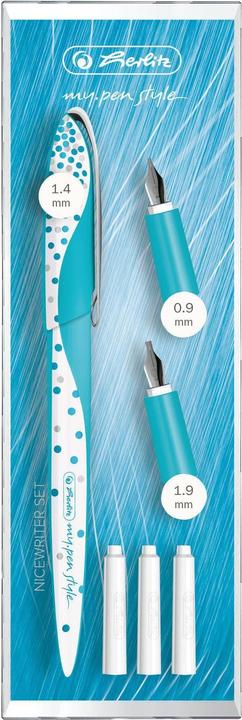Herlitz Füllfederhalter my.pen style Nicewriter Frozen Glam 1 Stück (Blau, Weiss, 1 x)