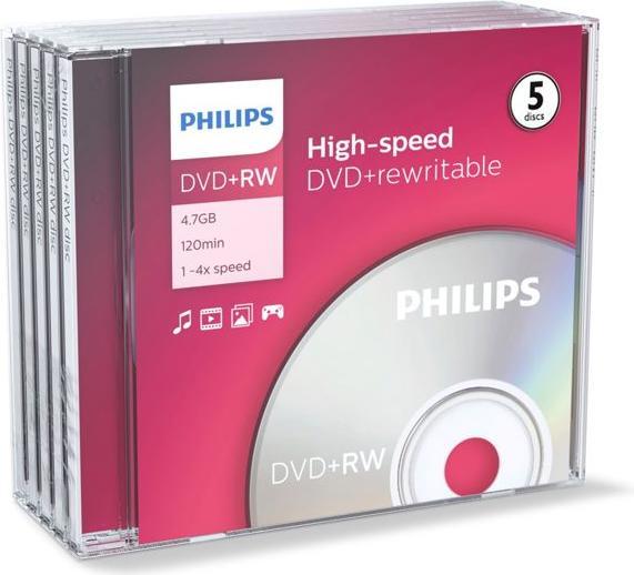 Actual product image Philips 1x5 DVD+RW 4.7GB 4x JC (5 x)