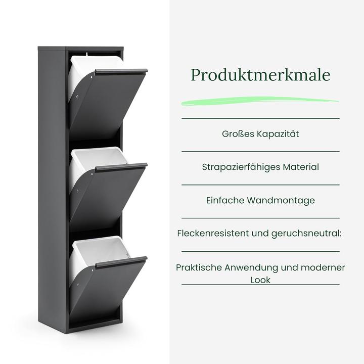 Actual product image Gowoll Küchenmülleimer mit Mülltrennsystem (3 x 15 L) (45 l)