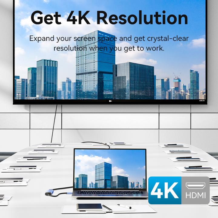 Produktbild Vention USB-C to HDMI/USB 3.0 x 3/PD Docking Station 0.15M Blue Aluminum Alloy Type (USB-C)
