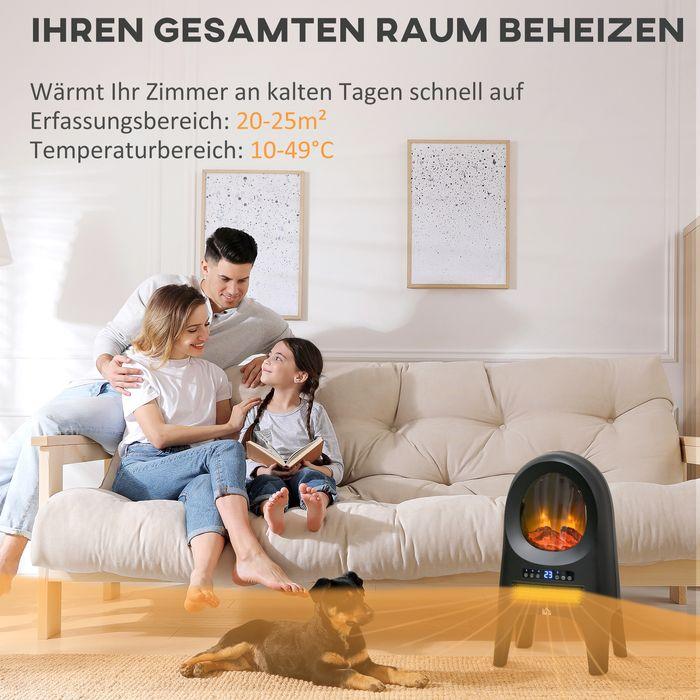 Produktbild Swisshandel24 3 Modi Keramik Heizlüfter mit Timer 2000 W Elektroheizung mit LED-Flammen und Überhitzungs- und Kipp (2000 W)