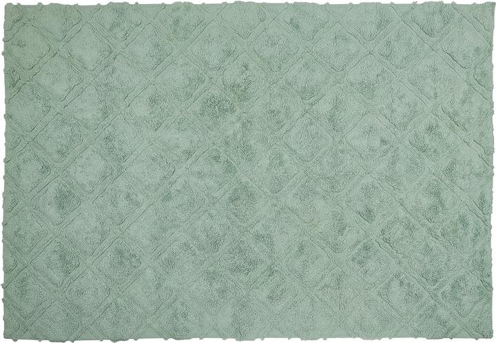 Actual product image Beliani Carpet cotton light green 140 x 200 cm geometric pattern short pile HATAY (140 x 200 cm)