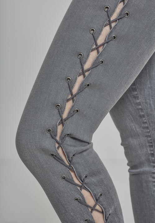 Actual product image Urban Classics Ladies Denim Lace Up Skinny Pants (29)