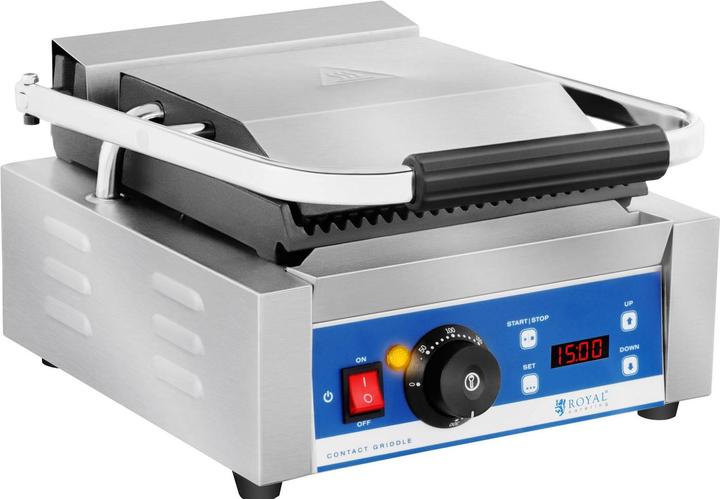 Produktbild Royal Catering Kontakgrill geriffelt Panini Toaster Elektro Grillplatte Timer 1.800 W Gastro