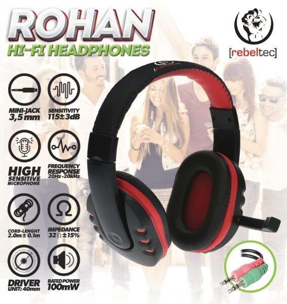 Image du produit Rebeltec casque ROHAN avec microphone, 2 x jack 3,5mm (Filaire)
