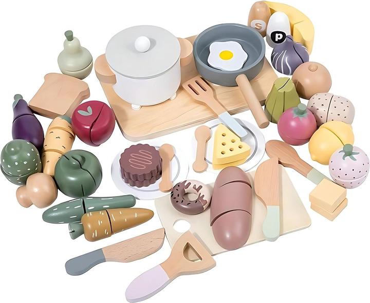Produktbild Milkii Küche & Lebensmittel Set aus Holz, 48-teilig