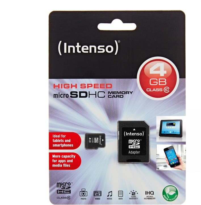 Actual product image Intenso microSD Class 10 (4 GB, microSDHC, U1)