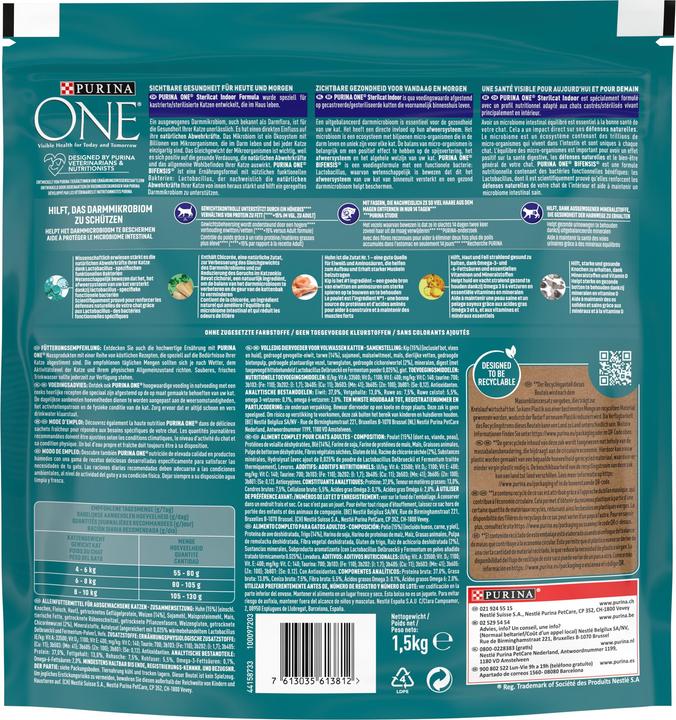 Valeurs nutritives et ingrédients Purina ONE Sterilcat Intérieur (Adulte, Senior, 1 pcs, 1500 g)
