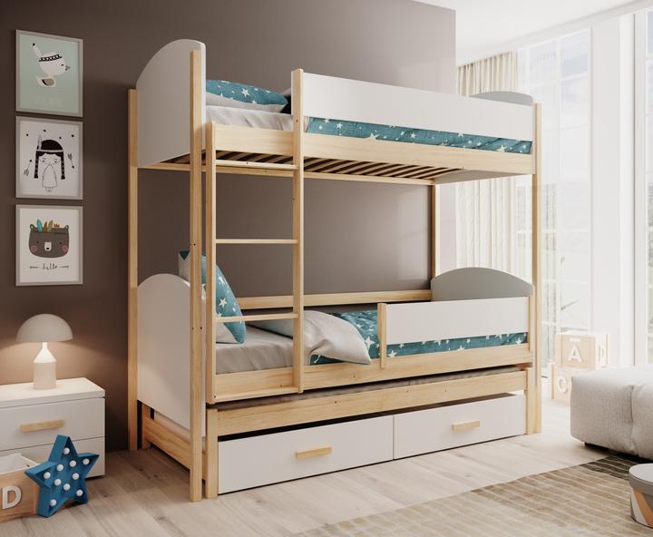 Image du produit ADRK Furniture Dreipersonen-Kinderbett Leia 200x90 mit Matratze (200cm x 90cm)