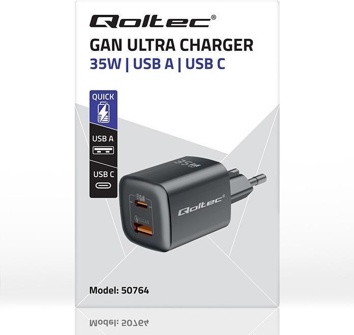 Actual product image Qoltec 50764 Charger for mobile devices Laptop Portable games console Powerbank Smartphone Smartw (35 W)