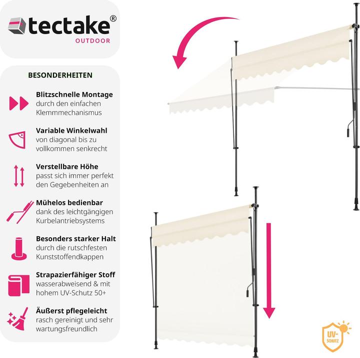 Immagine prodotto tectake Tenda da sole a morsetto (2.50 m)