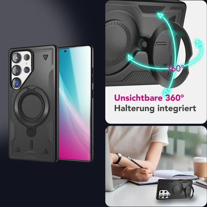 Immagine prodotto Nalia Stormguard - Stossfeste Armor Ring Hülle für MagSafe - Military Kickstand Hardcase (Samsung Galaxy S25 Ultra)