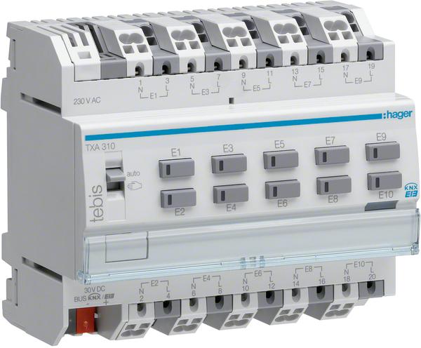 Produktbild Hager Binäreingang 10fach 230VAC TXA310 REG KNX