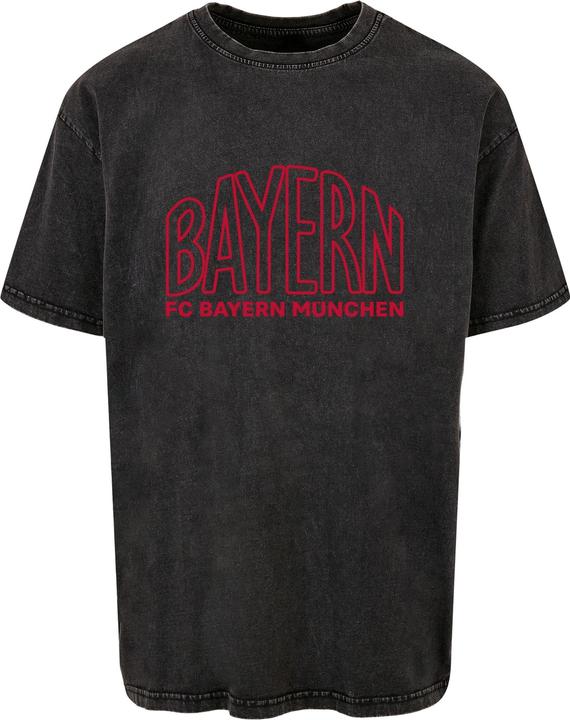 Actual product image FC Bayern München Logo Outlines Red Acid Washed Heavy Oversize Tee - 115271 (4XL)