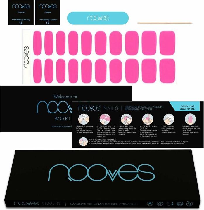 Actual product image Nooves NAILS Premium Pre-Cure Gel Nail Foils Barbie Girl Pink Semi-Hardened Gel Nail Strips Semi-Per (Barbie Girl Pink)